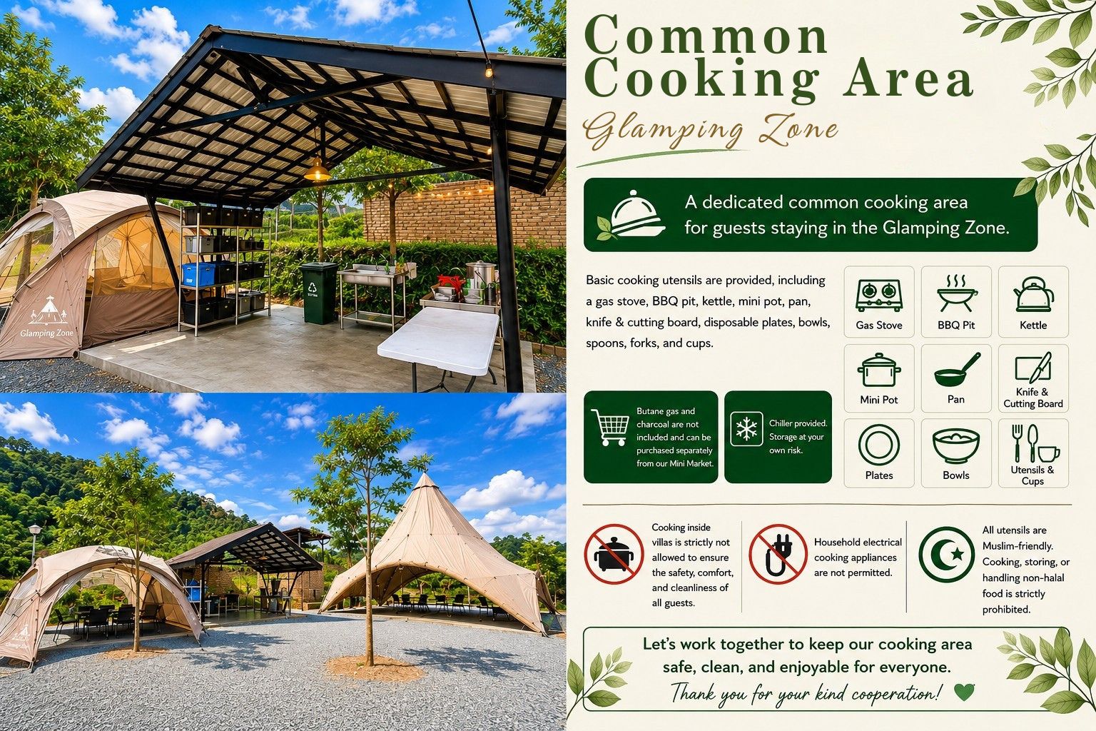 Glamping Zone cooking area